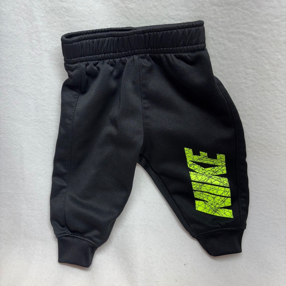 Nike Dri Fit Baby Jogger Pants Black Neon Green Logo Toddler 6-9M